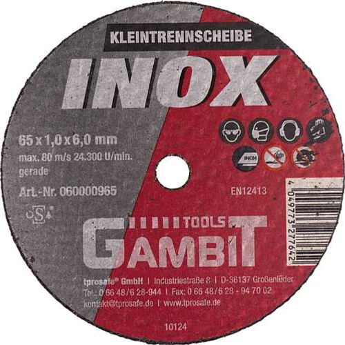 Kisméretű vágókorong INOX 65x1,0x6,0 mm