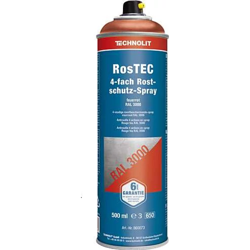 Rozsdagátló festékspray RosTEC - tűzvörös RAL3000