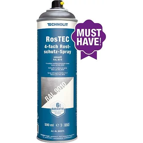 Rozsdagátló festékspray RosTEC - tiszta fehér RAL9010