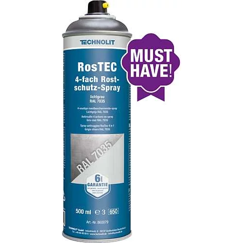 Rozsdagátló festékspray RosTEC - világosszürke RAL7035