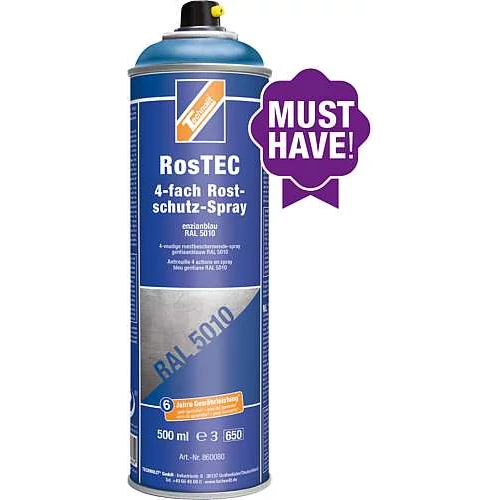 Rozsdagátló festékspray RosTEC - enciánkék RAL5010