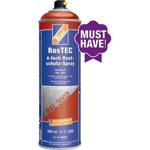Rozsdagátló festékspray RosTEC - kárminvörös RAL3002