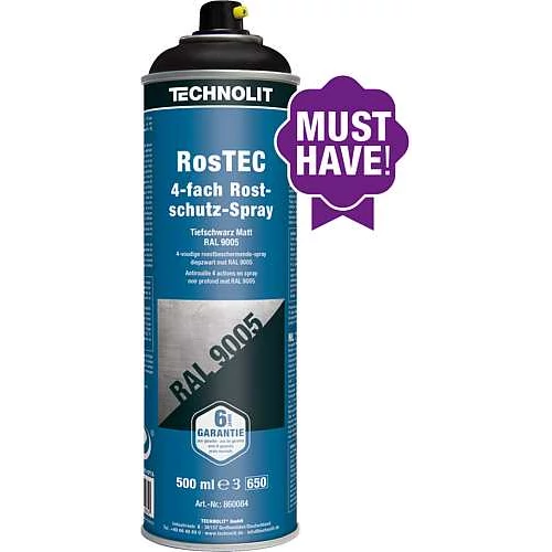 Rozsdagátló festékspray RosTEC - fekete matt RAL9005